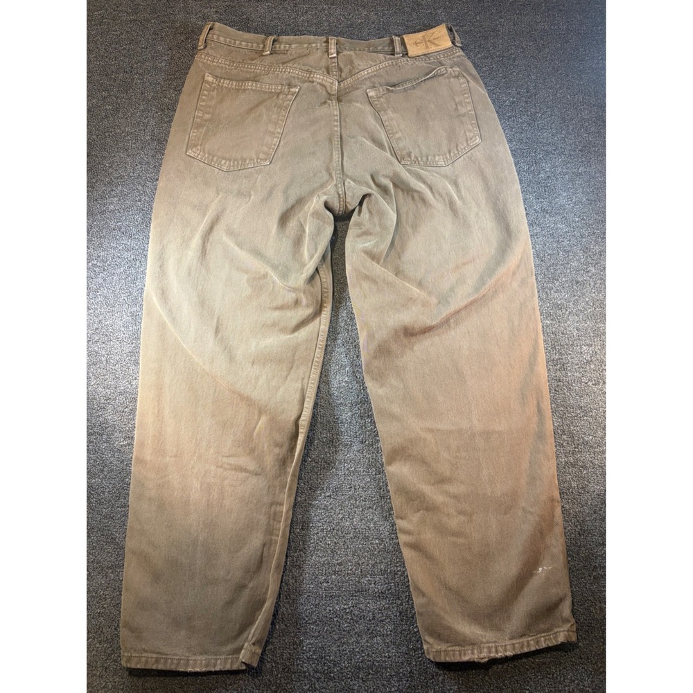 Calvin Klein Jeans Mens 38x29 Khaki Tan Cotton Straight Leg Denim Pants 0039 - Picture 7 of 8